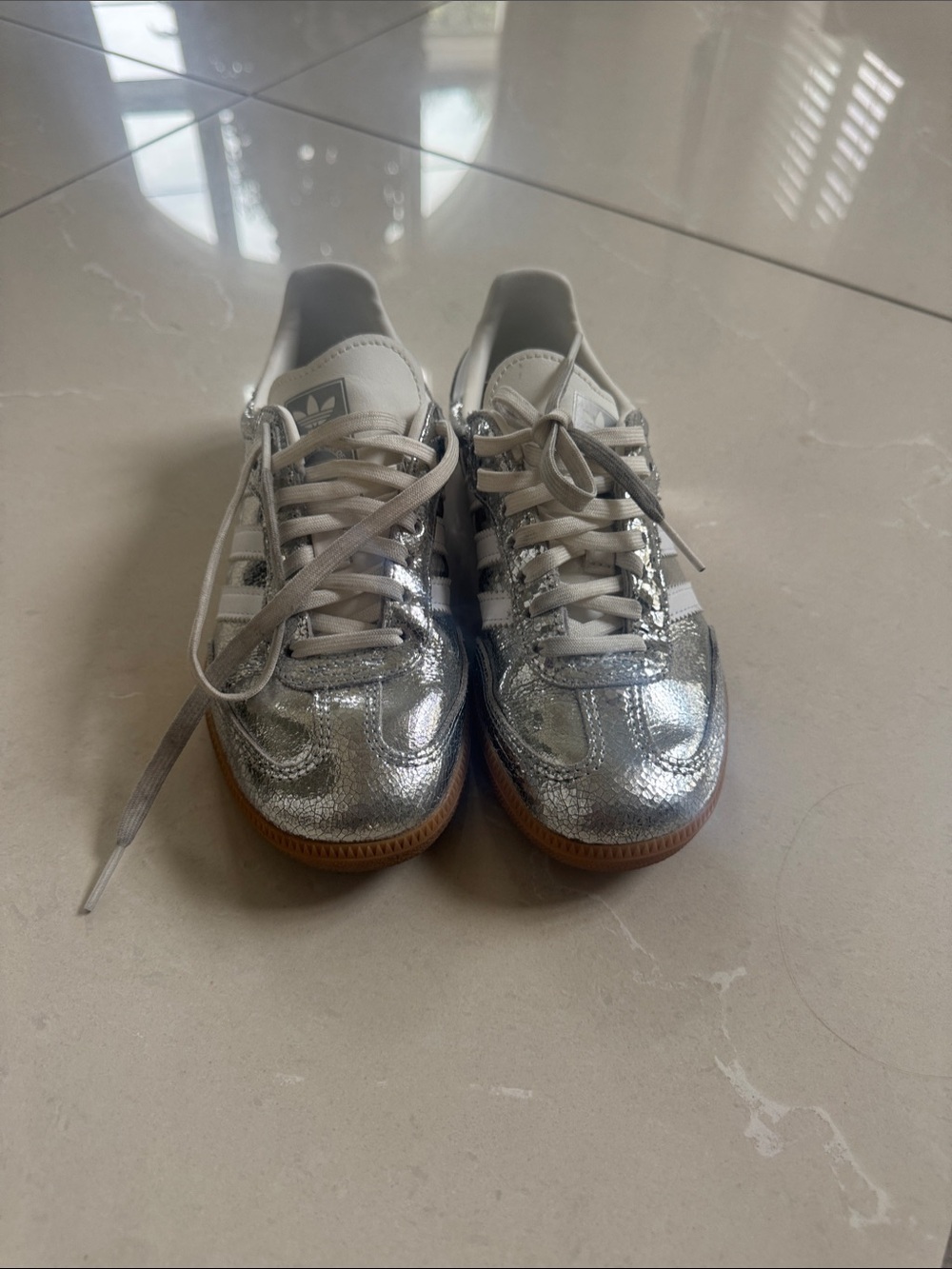 Golden Goose Kids Silver Metallic Lace-Up Sneakers with Gum Sole